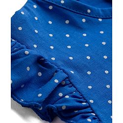 Babyhug Cotton Knit Sleeveless Nighty with Polka Dot & Floral Print - Blue