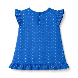 Babyhug Cotton Knit Sleeveless Nighty with Polka Dot & Floral Print - Blue