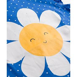 Babyhug Cotton Knit Sleeveless Nighty with Polka Dot & Floral Print - Blue