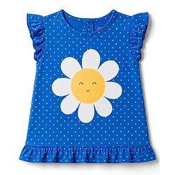 Babyhug Cotton Knit Sleeveless Nighty with Polka Dot & Floral Print - Blue
