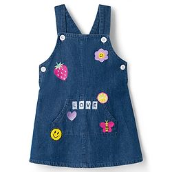 Babyhug Cotton Woven Frock & Half Sleeves Inner Tee With Floral Print & Embroidery - Navy Blue & White