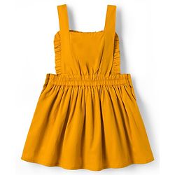Babyhug Cotton Woven Frock & Half Sleeves Inner Tee With Floral Print & Embroidery - Yellow & White