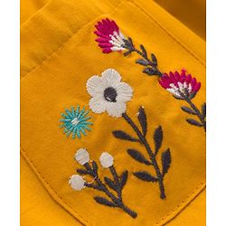 Babyhug Cotton Woven Frock & Half Sleeves Inner Tee With Floral Print & Embroidery - Yellow & White