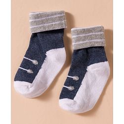 Cute Walk by Babyhug Non Terry Knit Antibacterial Ankle Length Socks With Design Pack of 3 - Red Light Blue & Navy Blue