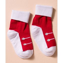 Cute Walk by Babyhug Non Terry Knit Antibacterial Ankle Length Socks With Design Pack of 3 - Red Light Blue & Navy Blue