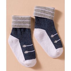 Cute Walk by Babyhug Non Terry Knit Antibacterial Ankle Length Socks With Design Pack of 3 - Red Light Blue & Navy Blue