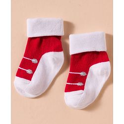 Cute Walk by Babyhug Non Terry Knit Antibacterial Ankle Length Socks With Design Pack of 3 - Red Light Blue & Navy Blue