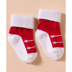 Cute Walk by Babyhug Non Terry Knit Antibacterial Ankle Length Socks With Design Pack of 3 - Red Light Blue & Navy Blue