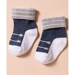 Cute Walk by Babyhug Non Terry Knit Antibacterial Ankle Length Socks With Design Pack of 3 - Red Light Blue & Navy Blue