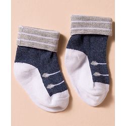 Cute Walk by Babyhug Non Terry Knit Antibacterial Ankle Length Socks With Design Pack of 3 - Red Light Blue & Navy Blue
