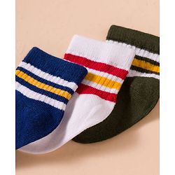 Cute Walk by Babyhug Non Terry Cotton Knit Anti Bacterial Socks Ankle Length Pack of 3 - Multicolour