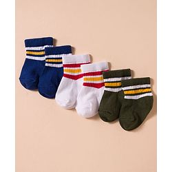Cute Walk by Babyhug Non Terry Cotton Knit Anti Bacterial Socks Ankle Length Pack of 3 - Multicolour