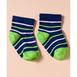 Cute Walk by Babyhug Non Terry Cotton Knit Anti Bacterial Ankle Length Socks With Stripes & Vehicles Design Pack of 3 - Multicolour