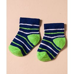 Cute Walk by Babyhug Non Terry Cotton Knit Anti Bacterial Ankle Length Socks With Stripes & Vehicles Design Pack of 3 - Multicolour