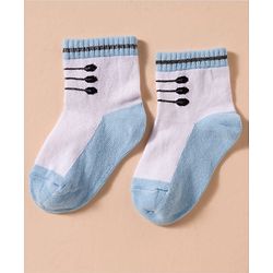 Cute Walk by Babyhug Non Terry Knit Antibacterial Ankle Length Socks With Design Pack of 3 - Red Light Blue & White
