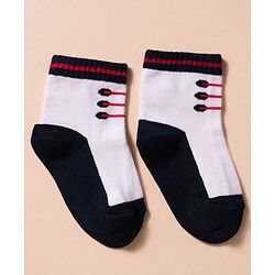 Cute Walk by Babyhug Non Terry Knit Antibacterial Ankle Length Socks With Design Pack of 3 - Red Light Blue & White