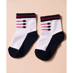 Cute Walk by Babyhug Non Terry Knit Antibacterial Ankle Length Socks With Design Pack of 3 - Red Light Blue & White