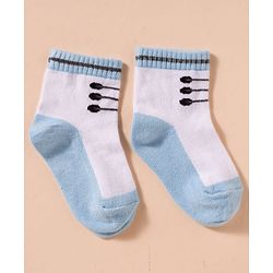 Cute Walk by Babyhug Non Terry Knit Antibacterial Ankle Length Socks With Design Pack of 3 - Red Light Blue & White