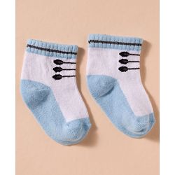 Cute Walk by Babyhug Non Terry Knit Antibacterial Ankle Length Socks With Design Pack of 3 - Red Light Blue & White