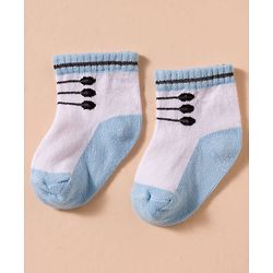 Cute Walk by Babyhug Non Terry Knit Antibacterial Ankle Length Socks With Design Pack of 3 - Red Light Blue & White