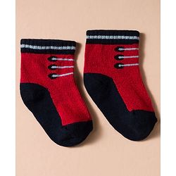 Cute Walk by Babyhug Non Terry Knit Antibacterial Ankle Length Socks With Design Pack of 3 - Red Light Blue & White
