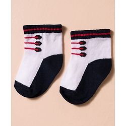 Cute Walk by Babyhug Non Terry Knit Antibacterial Ankle Length Socks With Design Pack of 3 - Red Light Blue & White