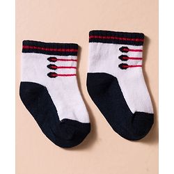 Cute Walk by Babyhug Non Terry Knit Antibacterial Ankle Length Socks With Design Pack of 3 - Red Light Blue & White