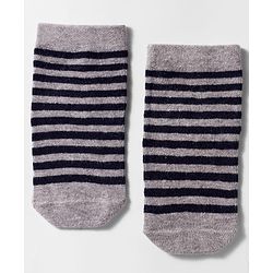 Cute Walk by Babyhug Non Terry Cotton Knit Anti Bacterial Ankle Length Anti Skid Socks With Stripes & Animal Design Pack of 3 - Multicolour