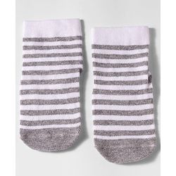 Cute Walk by Babyhug Non Terry Cotton Knit Anti Bacterial Ankle Length Anti Skid Socks With Stripes & Animal Design Pack of 3 - Multicolour