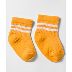 Cute Walk by Babyhug Non Terry Knit Antibacterial Ankle Length Socks With Design Pack of 3 - Mustard Navy Blue & Light Blue