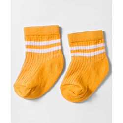 Cute Walk by Babyhug Non Terry Knit Antibacterial Ankle Length Socks With Design Pack of 3 - Mustard Navy Blue & Light Blue