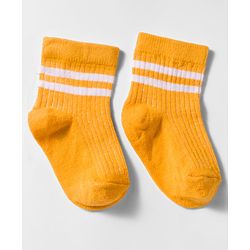 Cute Walk by Babyhug Non Terry Knit Antibacterial Ankle Length Socks With Design Pack of 3 - Mustard Navy Blue & Light Blue