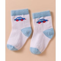 Cute Walk by Babyhug Non Terry Cotton Knit Anti Bacterial Ankle Length Socks With Vehicles Design Pack of 3 - Multicolour