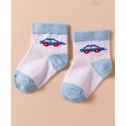 Cute Walk by Babyhug Non Terry Cotton Knit Anti Bacterial Ankle Length Socks With Vehicles Design Pack of 3 - Multicolour