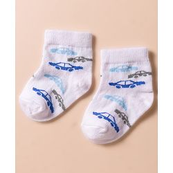 Cute Walk by Babyhug Non Terry Cotton Knit Anti Bacterial Ankle Length Socks With Vehicles Design Pack of 3 - Multicolour