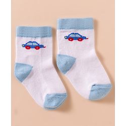 Cute Walk by Babyhug Non Terry Cotton Knit Anti Bacterial Ankle Length Socks With Vehicles Design Pack of 3 - Multicolour