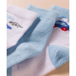Cute Walk by Babyhug Non Terry Cotton Knit Anti Bacterial Ankle Length Socks With Vehicles Design Pack of 3 - Multicolour