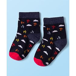 Cute Walk by Babyhug Knit Antibacterial Ankle Length Socks with Design & Stripes Pack of 3 - Multicolor