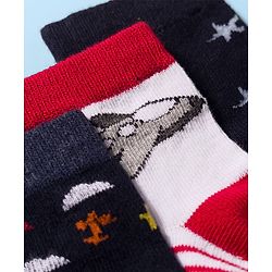 Cute Walk by Babyhug Knit Antibacterial Ankle Length Socks with Design & Stripes Pack of 3 - Multicolor