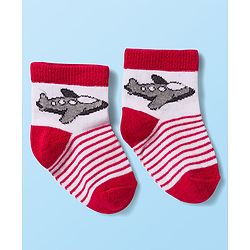 Cute Walk by Babyhug Knit Antibacterial Ankle Length Socks with Design & Stripes Pack of 3 - Multicolor