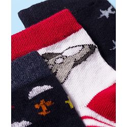 Cute Walk by Babyhug Knit Antibacterial Ankle Length Socks with Design & Stripes Pack of 3 - Multicolor