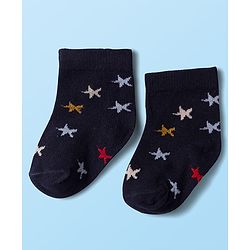 Cute Walk by Babyhug Knit Antibacterial Ankle Length Socks with Design & Stripes Pack of 3 - Multicolor