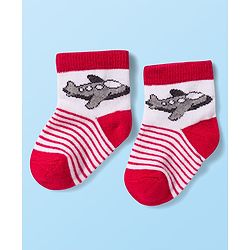 Cute Walk by Babyhug Knit Antibacterial Ankle Length Socks with Design & Stripes Pack of 3 - Multicolor