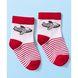 Cute Walk by Babyhug Knit Antibacterial Ankle Length Socks with Design & Stripes Pack of 3 - Multicolor
