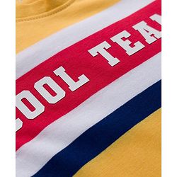 Babyhug Cotton Knit Half Sleeves Striped T-Shirt with Cool Team Print - Multicolor