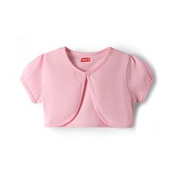 Babyhug Single Jersey Knit Frock & Half Sleeves Shrug With Floral Print & Bow Applique - White