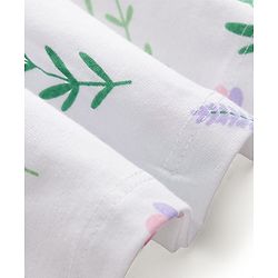 Babyhug Single Jersey Knit Frock & Half Sleeves Shrug With Floral Print & Bow Applique - White