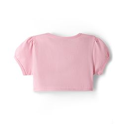 Babyhug Single Jersey Knit Frock & Half Sleeves Shrug With Floral Print & Bow Applique - White