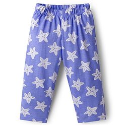 Babyhug Cotton Knit Full Length Star Printed Co-Ord Shirt & Pyjama Night Suit - Blue