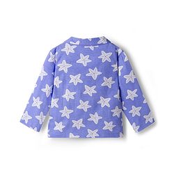Babyhug Cotton Knit Full Length Star Printed Co-Ord Shirt & Pyjama Night Suit - Blue